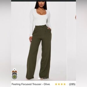 Fashion Nova Olive Wide-Leg Trousers